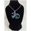 Image 1 : 6)  SILVER TONE WITH SHADES OF BLUE ENAMEL DRAGON