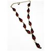 Image 1 : 26)  BRONZE TONE WITH BLACK AND RED GLASS BEADS,