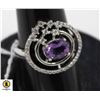 #278-UNHEATED AMETHYST & CZ RING SIZE 7.25