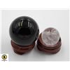 #320-NATURAL BLACK OBSIDIAN & CLEAR QZ SPHERE BALL