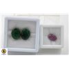 Image 1 : #95-HEATED RUBY 4.30CT  & EMERALD 14.80 CT GEMSTON