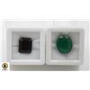 Image 1 : #126-UNHEATD SMOOKY QZ 4.95CT , GREEN JADE 9.75CT