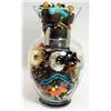 Image 1 : 2)  TALL VASE CONTAINING BRACELETS, EARRINGS AND