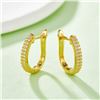 Image 2 : DOUBLE HALF ROW EARRINGS S925 SILVER YELLOWGOLD