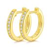 Image 1 : SINGLE HALF ROW EARRINGS S925 SILVER YELLOW GOLD