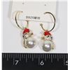 Image 1 : NEW RHINESTONE FAUX PEARL SNOWMAN EARRINGS