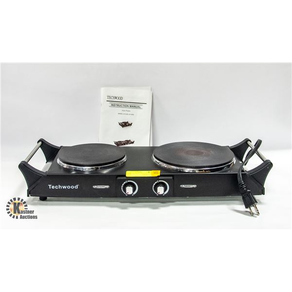 TECHWOOD DUAL ZONE HOT PLATE, BLACK