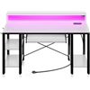 Image 1 : NEW ROLANSTAR 55" WHITE COMPUTER DESK WITH LED