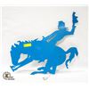 Image 1 : BLUE METAL CUT OUT WITH LIGHT RIDING COWBOY