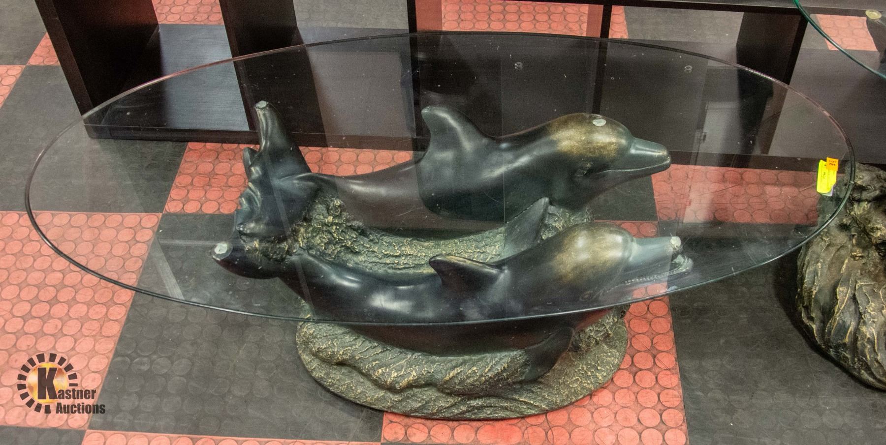 Dolphin Table DOLPHIN GLASS TOP COFFEE TABLE 48