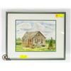 Image 1 : FRAMED ELLEN LUPICK WATERCOLOR - 2 SMALL CRACKS