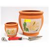 Image 1 : NEW 2 NEW CLAY POTS AND SHOVEL