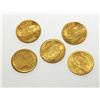 Image 1 : LOT OF 5 MINI GOLD PLATED MAXIMILLION COINS.