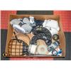 Image 1 : BOX WITH ASSORTMENT OF HOCKEY GEAR AND