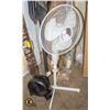 Image 1 : WHITE OSCILLATING FLOOR FAN WITH BLACK TABLE FAN