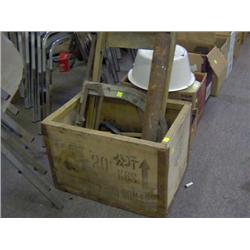 OLD WOOD BOX W/ CONTENTS