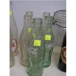 FIVE 6 1/2 FL.OZ. COKE BOTTLES