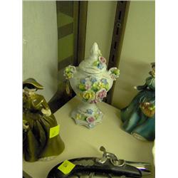 FLOWERED PORCELAIN URN