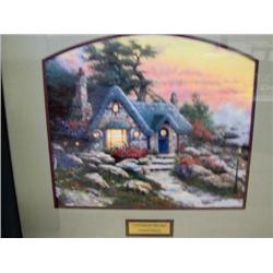 #11340  FRAMED PRINT "COTTAGE BY THE SEA" THOMAS KINKADE