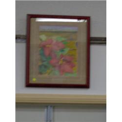 FRAMED WATERCOLOR ---POINSETTIAS