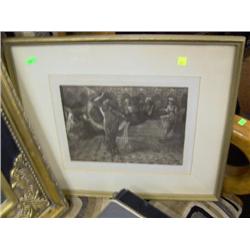 ANTIQUE MEZZOTINT "EGYPTIAN VEIL DANCE" BY F.M. BREDT