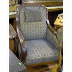 OLD UPHOLSTERED BLUE CHAIR