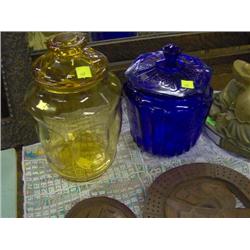2 DEPRESSION GLASS COOKIE JARS