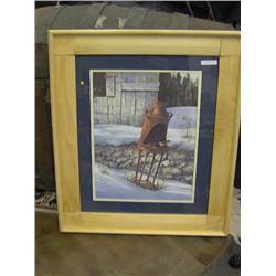 #11376 FRAMED PRINT "MILK JUG BIRD BATH"