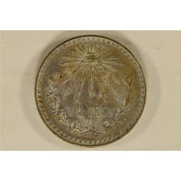 1943-M MEXICO SILVER CAP & RAYS PESO .3857 OZ. ASW
