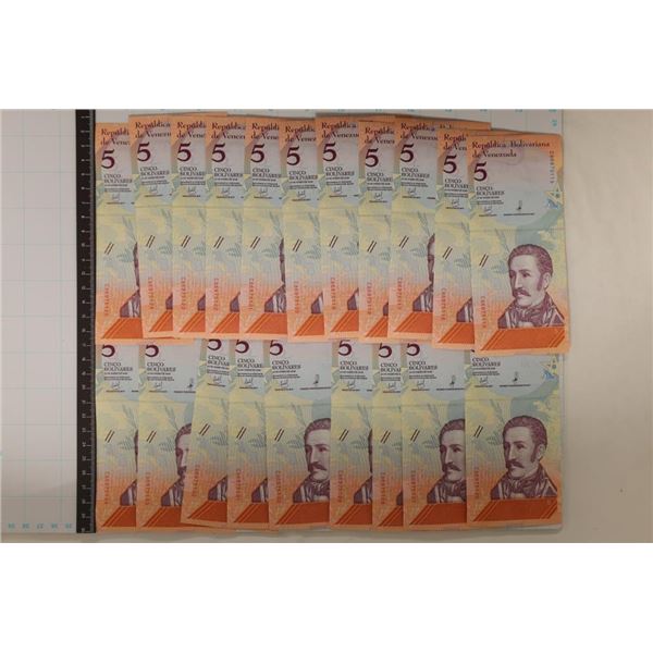 20-2018 VENEZUELA 5 BOLIVARES CRISP UNC BILLS