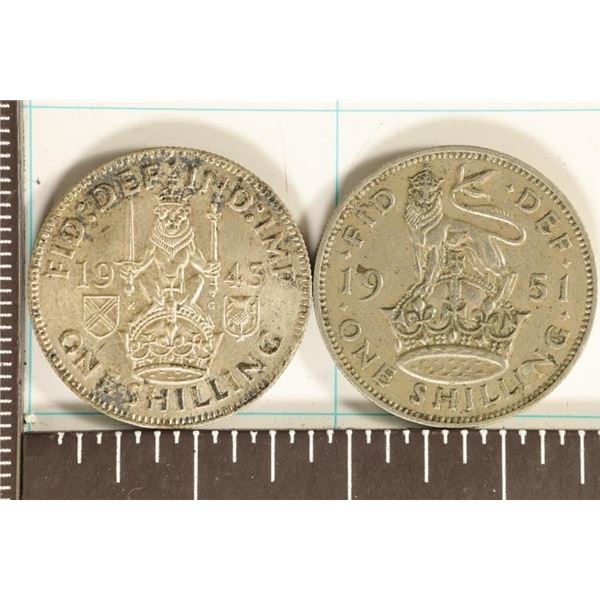 1943 SILVER & 1951 GREAT BRITAIN (CU) 1 SHILLING