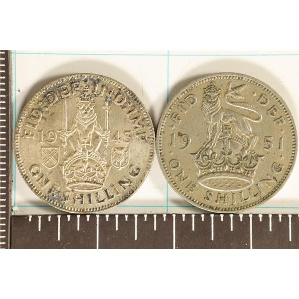 1943 SILVER & 1951 GREAT BRITAIN (CU) 1 SHILLING