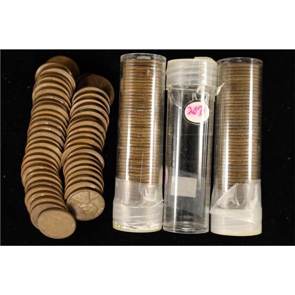 3 SOLID DATE ROLLS OF LINCOLN WHEAT CENTS: 1945,