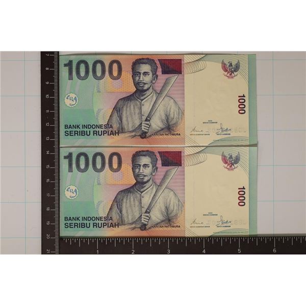 2-2000 INDONESIA 1000 RUPIAH CRISP UNC COLORIZED