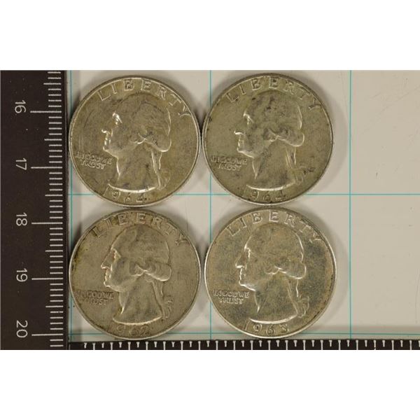 1962-D,63, 64 & 1964-D WASHINGTON SILVER QUARTERS