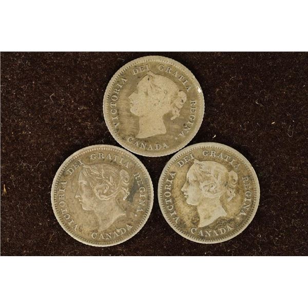 1880-H, 1881-H & 1882-H CANADA SILVER 5 CENTS