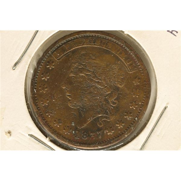 1837 HARD TIMES TOKEN. "LIBERTY" ON OBVERSE AND