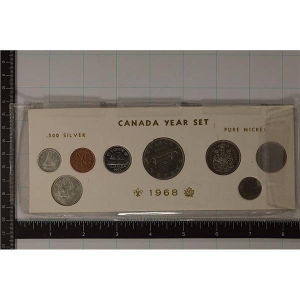 1968 CANADA 8 COIN YEAR SET INCLUDES: SILVER DIME