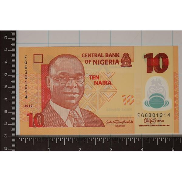 2017 NIGERIA 10 NIGERIA CRISP UNC COLORIZED POLY