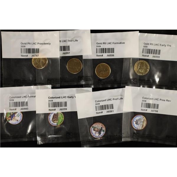 8-2009 LINCOLN CENTS.4-GOLD PLATED & 4 COLORIZED.