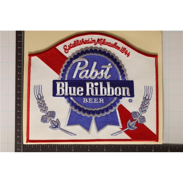 PABST BLUE RIBBON BEER LARGE IRON ON PATCH 8" X