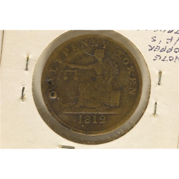 1812 TIFFIN HALF PENNY "LOWER CANADA" TOKEN WITH