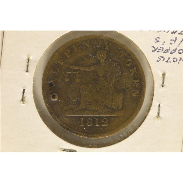 1812 TIFFIN HALF PENNY "LOWER CANADA" TOKEN WITH