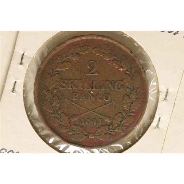 1841 SWEDEN 2 SKILLING