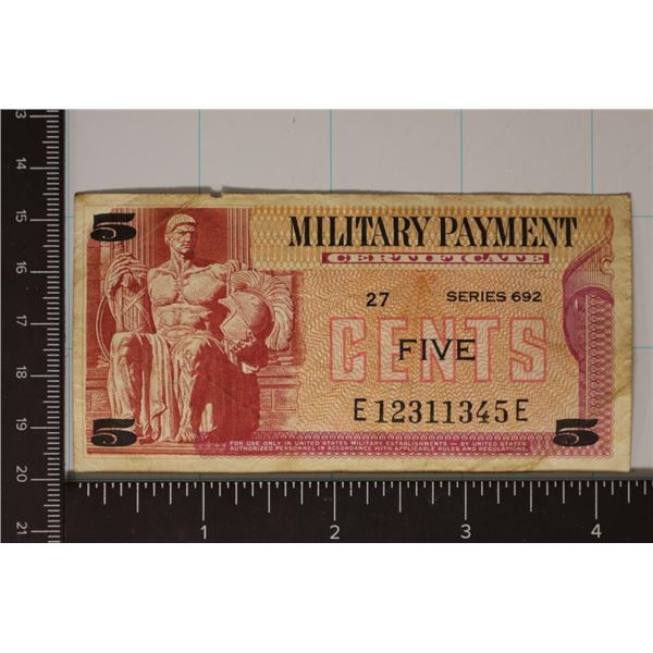 SERIES 692 US MILITARY 5 CENT PAYMENT CERTIFICATE