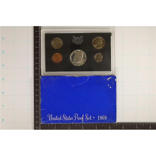 1969 US PROOF SET WITH BOX, 40% SILVER JFK HALF