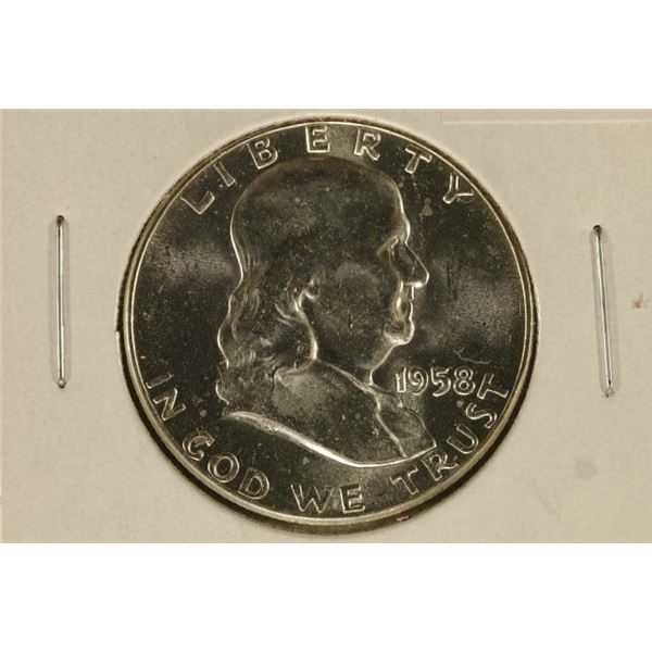 1958 SILVER FRANKLIN HALF DOLLAR BRILLIANT UNC