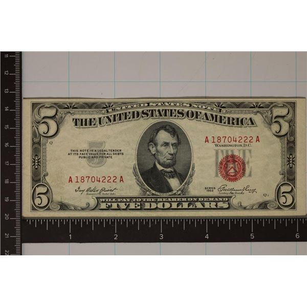 1953 US $5 RED SEAL NOTE