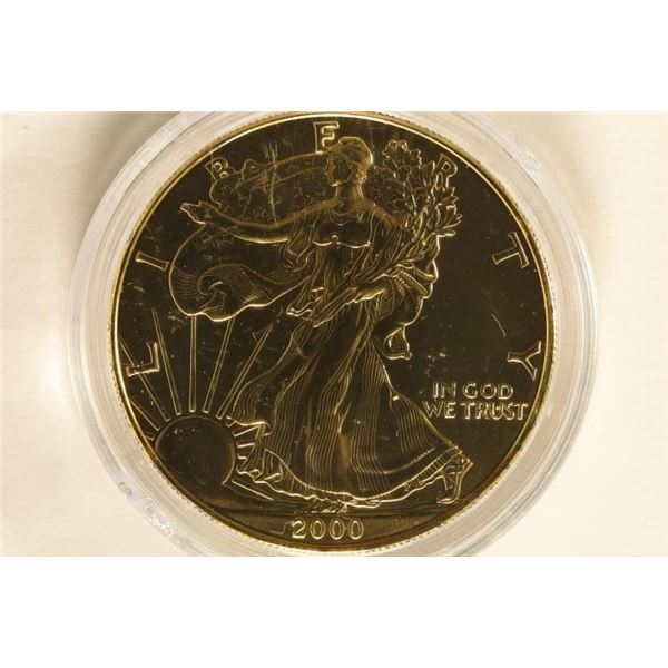 GOLD ELECTROPLATED 2000 AMERICAN SILVER EAGLE IN