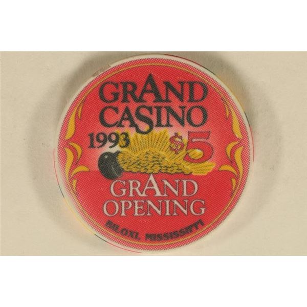 $5 GRAND CASINO CHIP. BILOXI, MISSISSIPPI